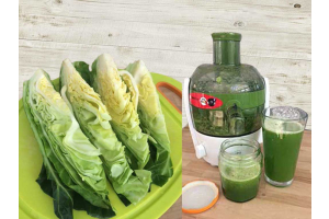 Fresh cabbage sliced into chunks for juicing