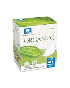 Organyc Sanitary Pads - Moderate Flow Folded Wings (10 Pack)