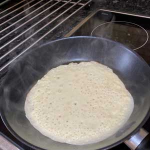 pancake ready to loosen and flip