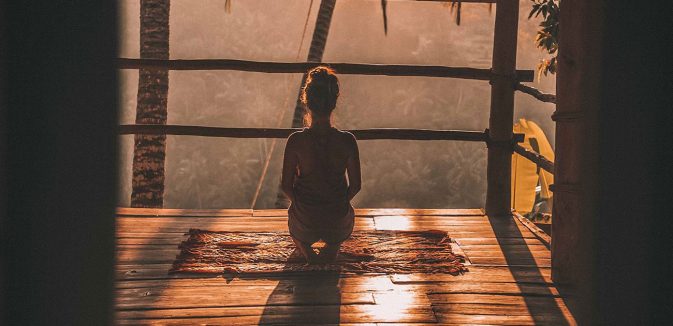 A female meditating