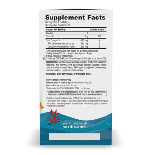 Nordic Naturals Ultimate Omega Junior 90 Soft gels Nutritional Facts