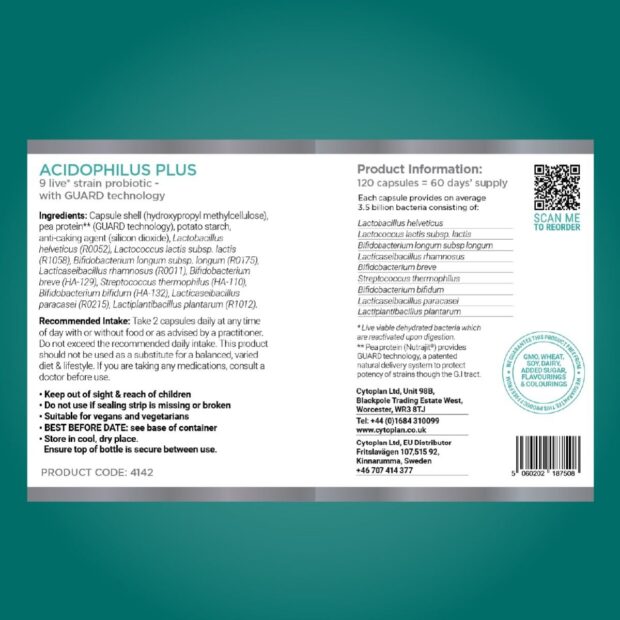 cytoplan Acidophilus Plus Label