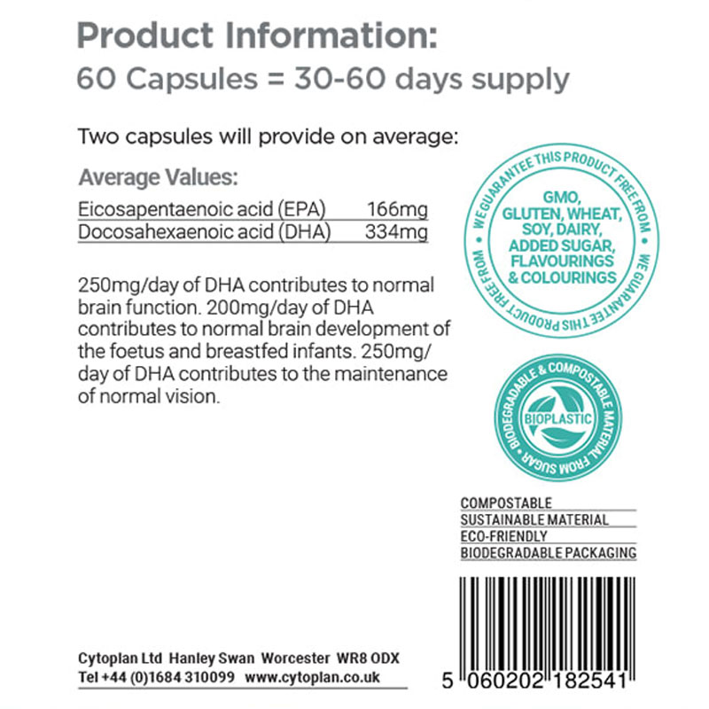 Cytoplan Omega 3 Vegan - 60 Capsules - Image 3