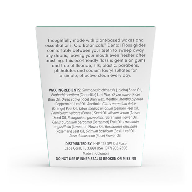 Ola Botanicals® Peppermint Dental Floss label