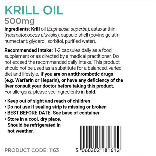 Cytoplan Krill Oil capsules label