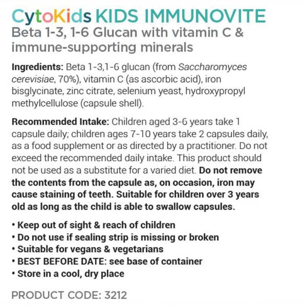 Cytoplan Kids Immunovite Label 1