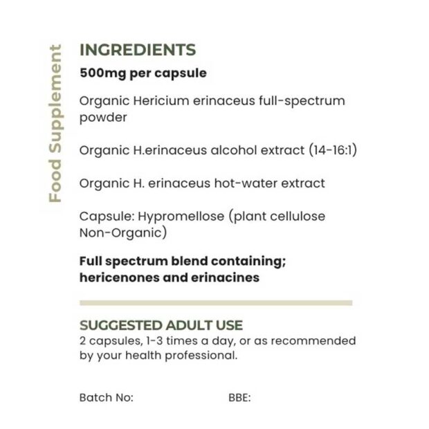 Myco Nutri Lions Mane Label