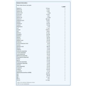 Ig Bioscience Immusten Nutritional Information