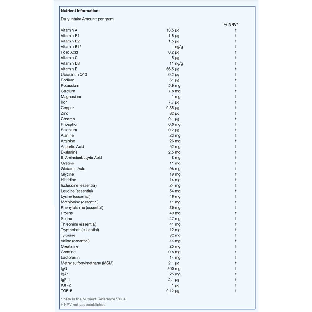 Ig Bioscience Immusten Nutritional Information